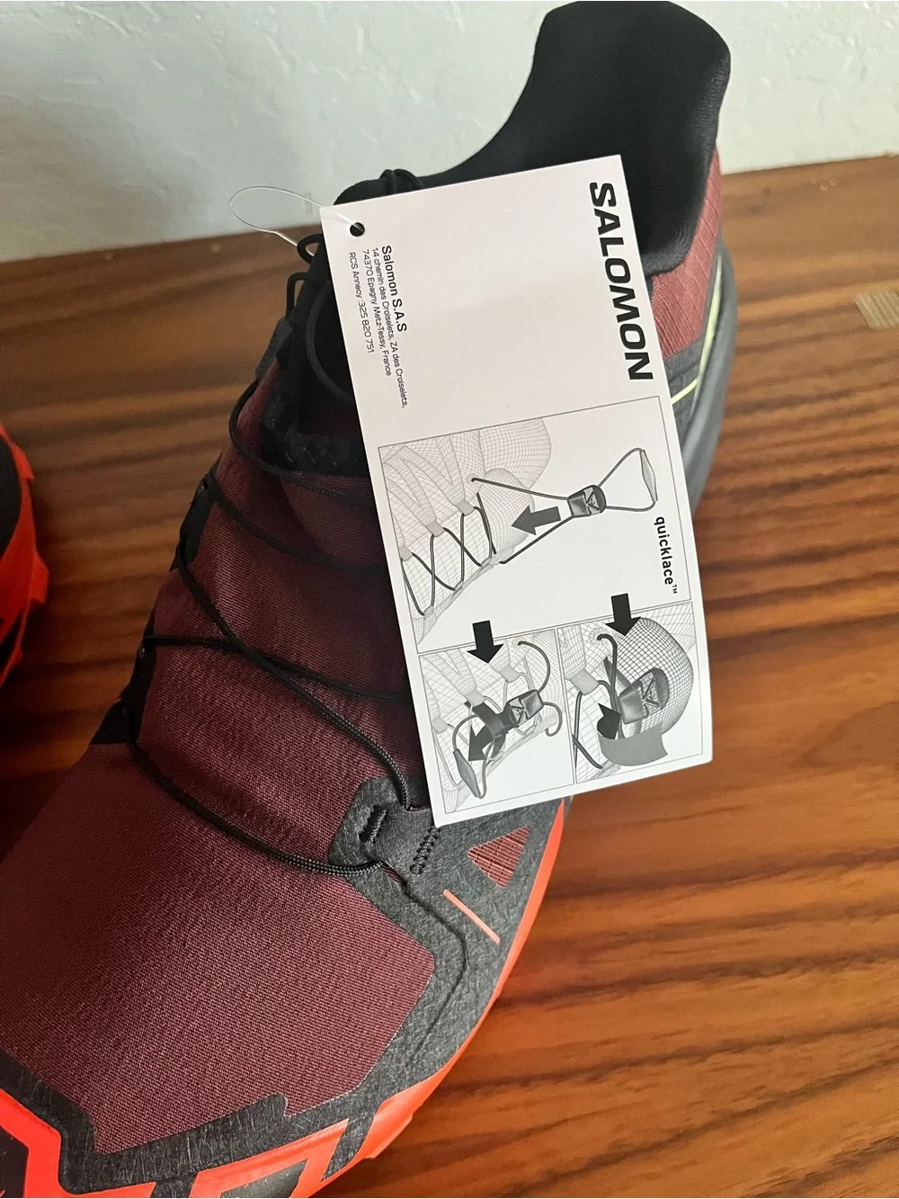 Salomon Men's Trail Shoe - Burgundy, Black & Orange Accents